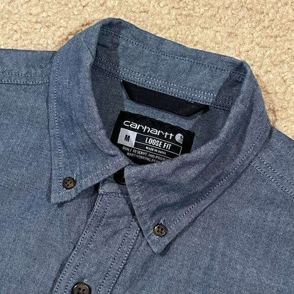 Carhartt Mens Midweight Chambray Short Sleeve Shirt Denim Blue Size Medium - Picture 3 of 5
